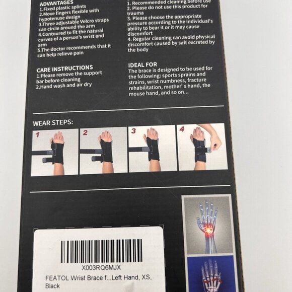 FEATOL Wrist Brace Size XS Left Wrist Stabilize Support Carpal Tunnel - Picture 3 of 6